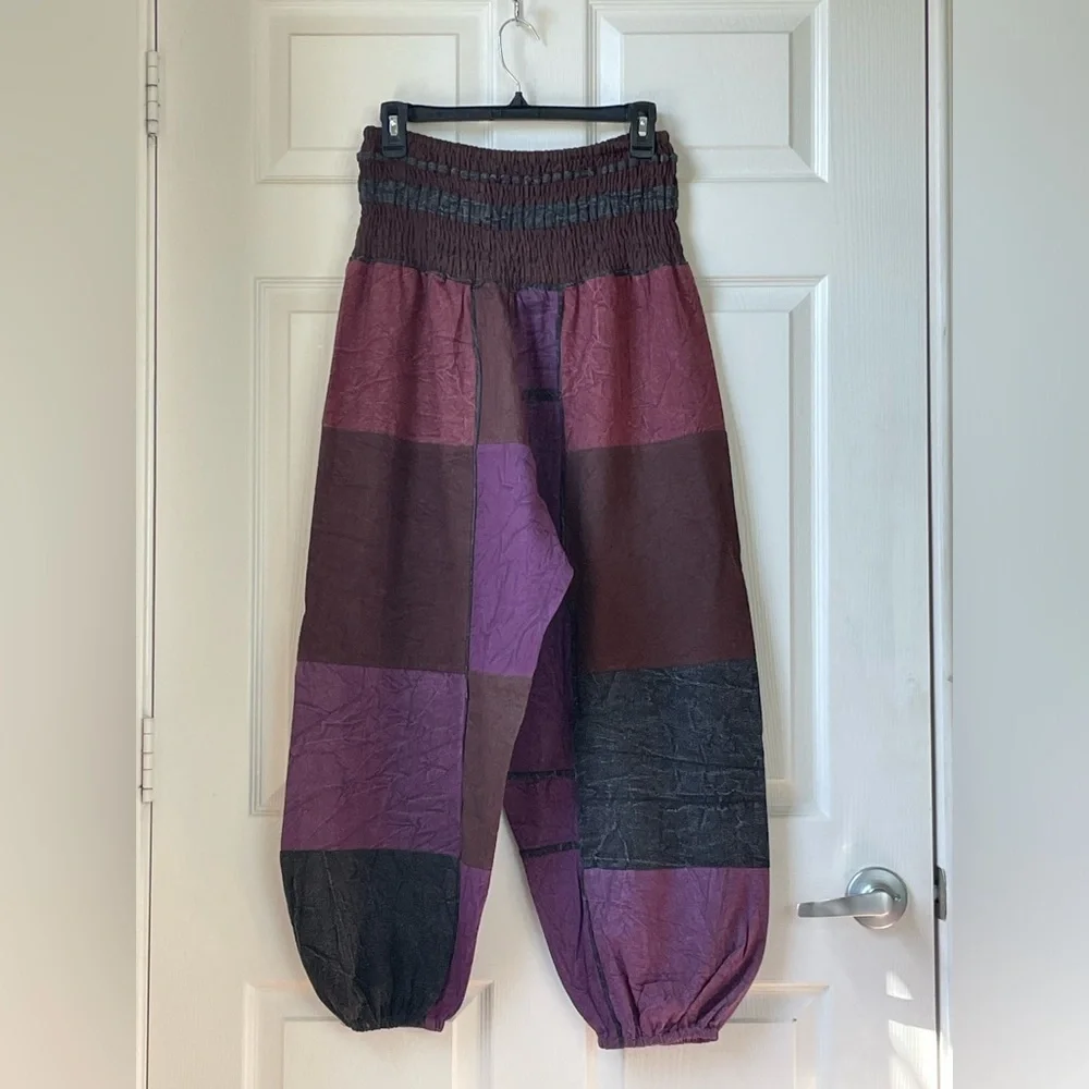 Purple Patchwork All Natural 100% Cotton Harem Pant - Picture 3 of 16